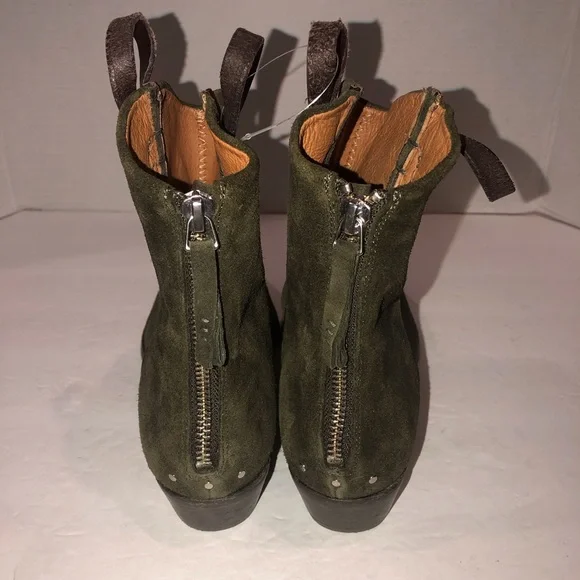 We The Free People Green Suede Wesley Western Cowboys Boots Shoes sz 6.5/36.5